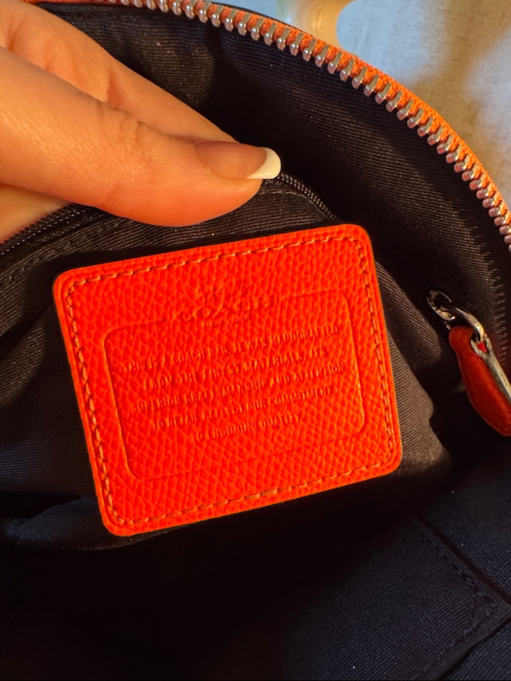 Coach Black Signature Dome Satchel with Bright Orange Trim - Picture 7 of 8